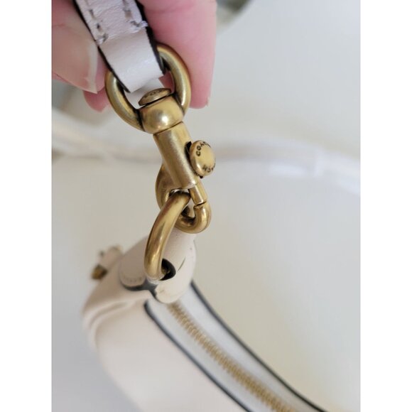 Coach Jonie Caulk White Mini Crescent Leather Shoulder bag half moon shape - Picture 7 of 10